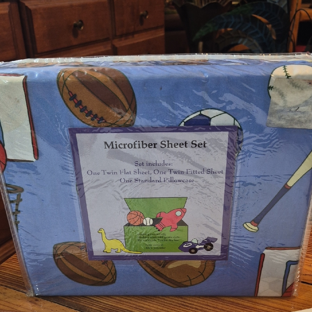 Sports Themed Twin Microfiber Sheet Set